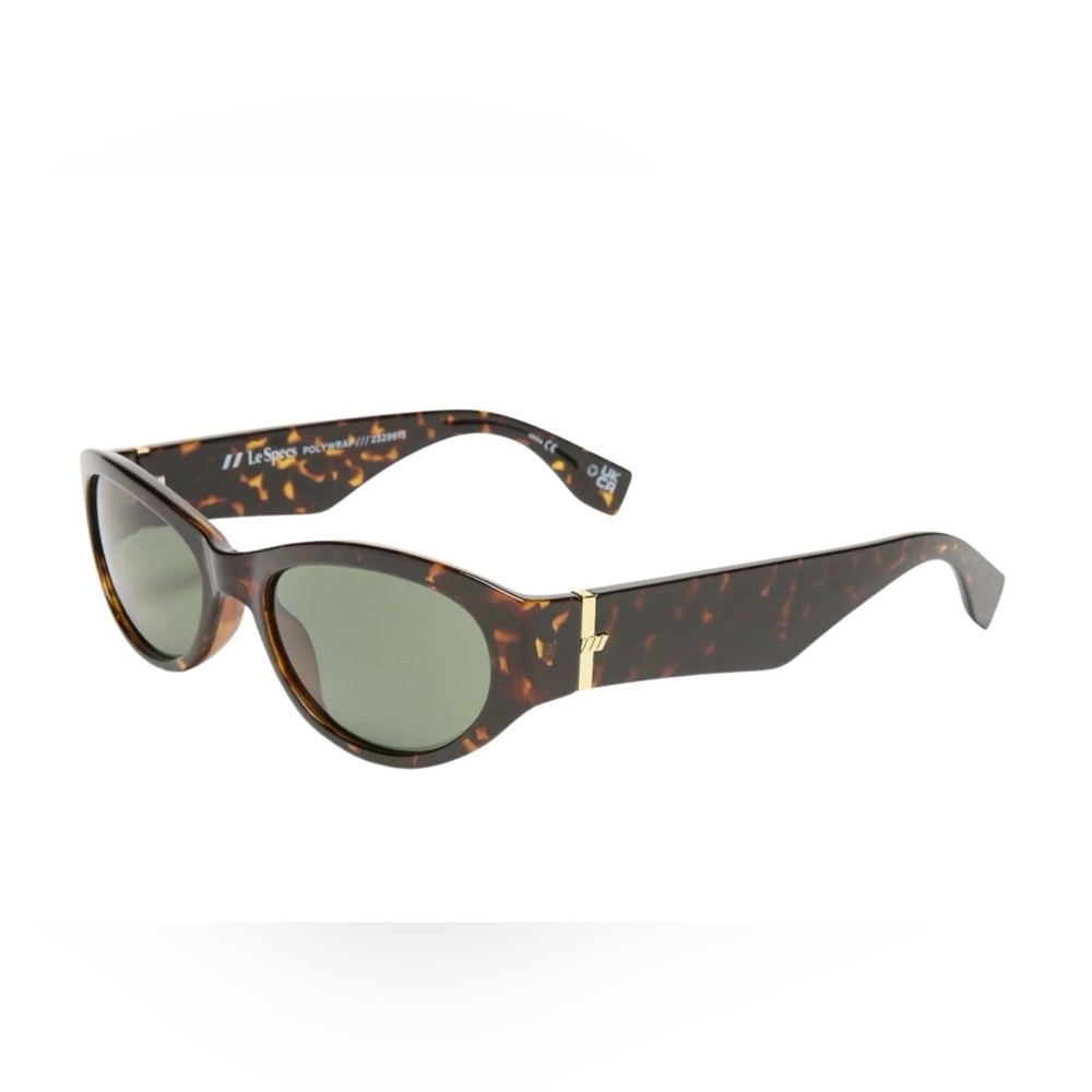Le Specs Tortoiseshell Frame Sunglasses with Green Lenses